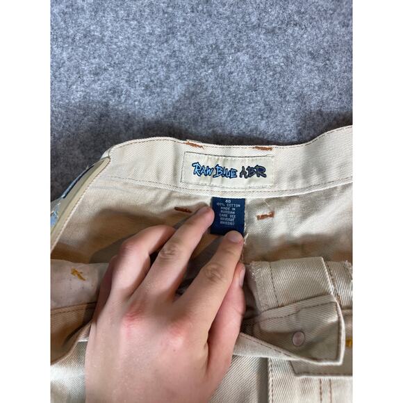 VINTAGE 90s Raw Blue ABR Shorts Mens 40 Khaki Keep On Dog Hiphop Baggy Jorts - Picture 6 of 7